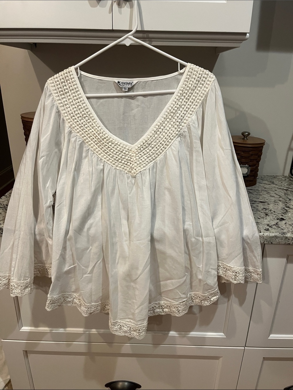 Crochet-Trim White Peasant Tunic Top by Xhilaration